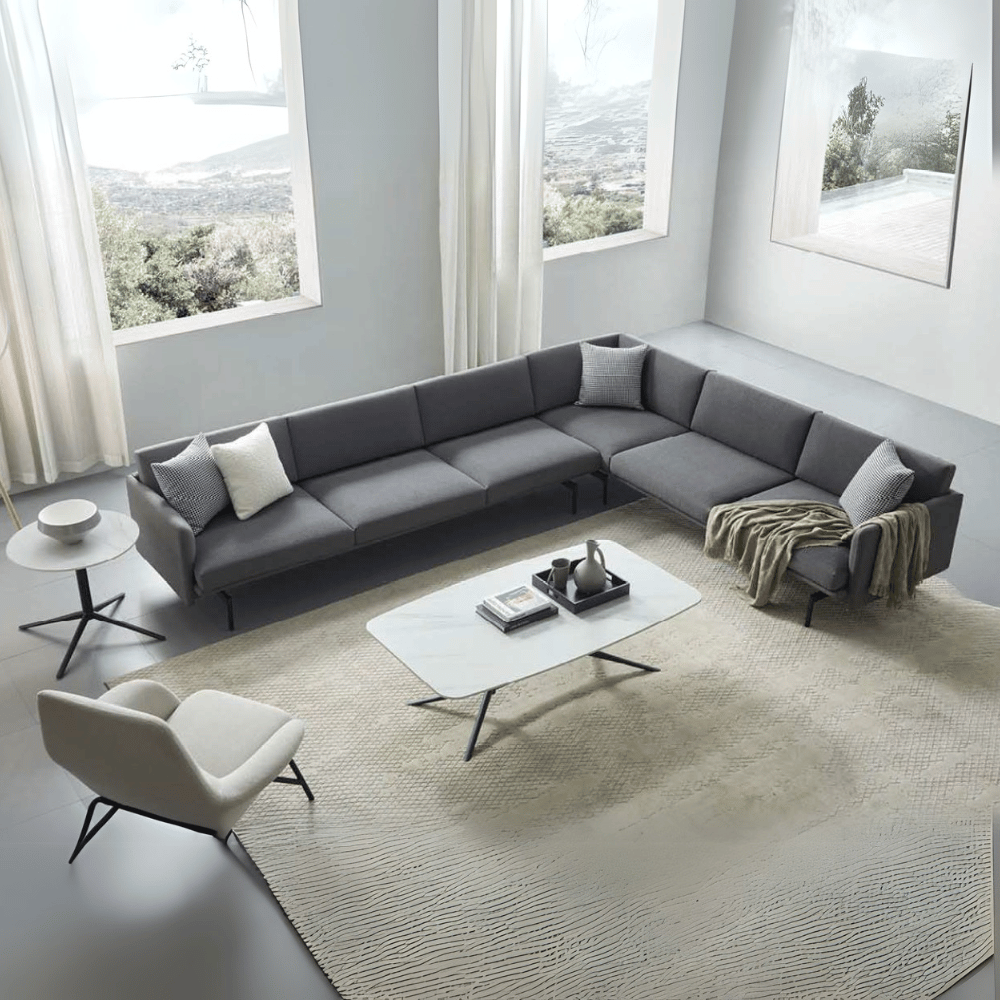 Outline Minimalist L-Shaped Deep Seat Office Lounge Corner Sofa