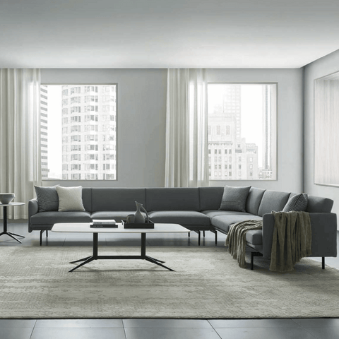 Outline Minimalist L-Shaped Deep Seat Office Lounge Corner Sofa - Gavisco Office Furniture