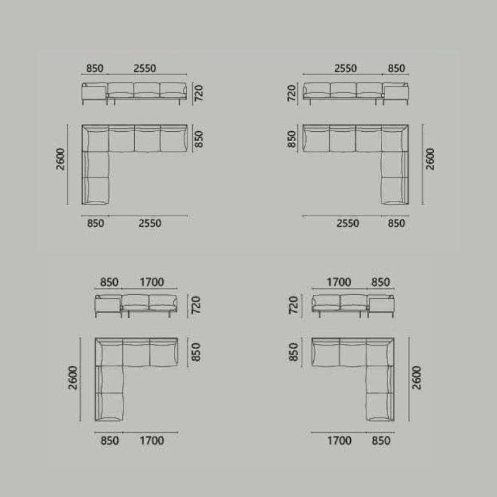 Outline Minimalist L-Shaped Deep Seat Office Lounge Corner Sofa