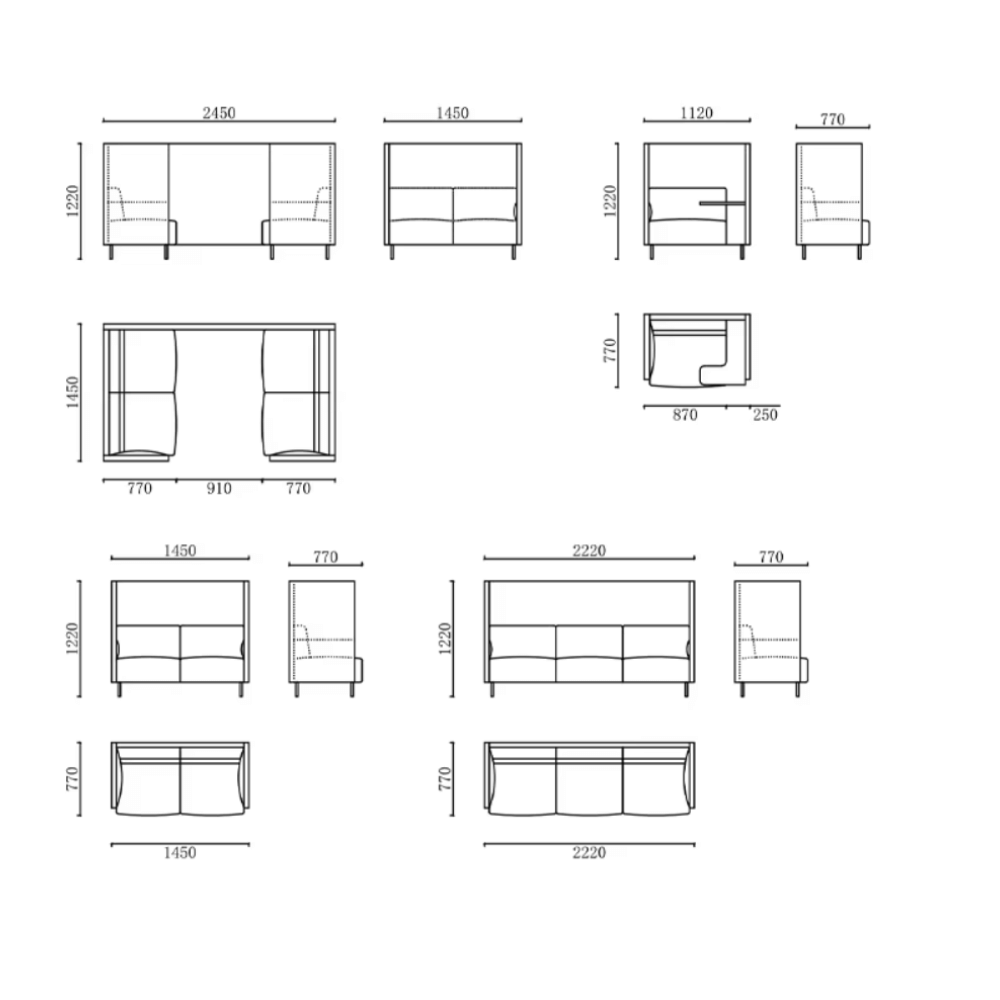 Outline Two Seater Acoustic Privacy Lounge High Back Sofa Booth