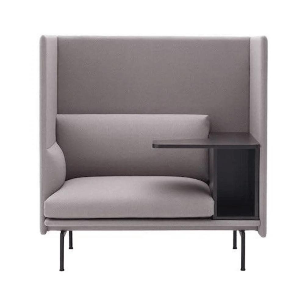 Outline Single Seater Acoustic Privacy Lounge High Back Sofa Booth with Side Table