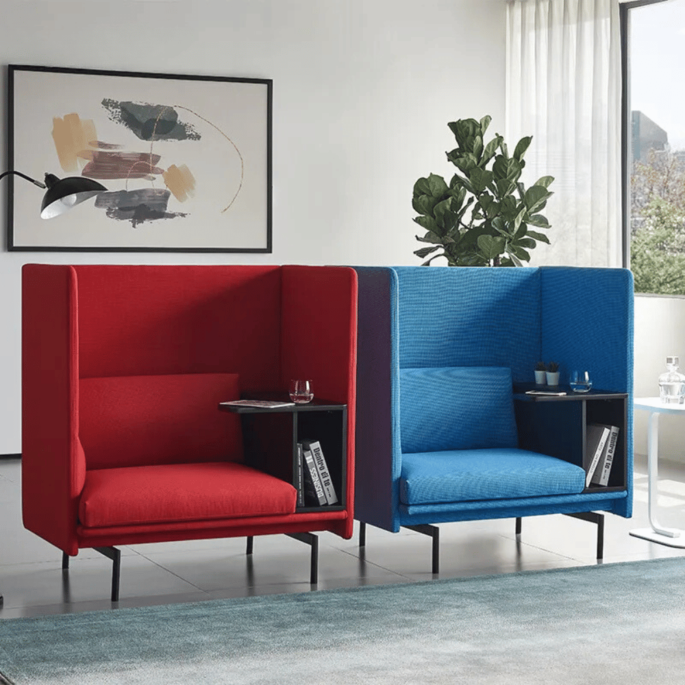 Outline Single Seater Acoustic Privacy Lounge High Back Sofa Booth with Side Table