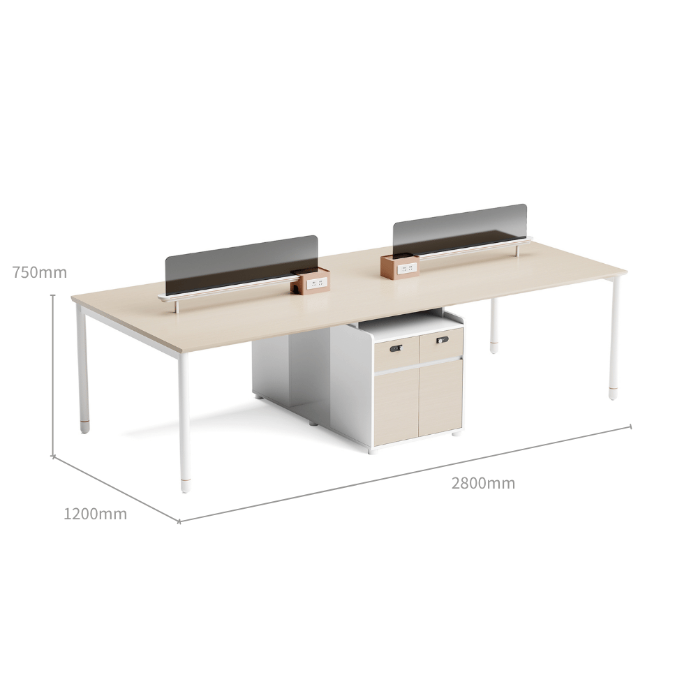 Pale-A Modern Office Workstation with Storage Cabinet