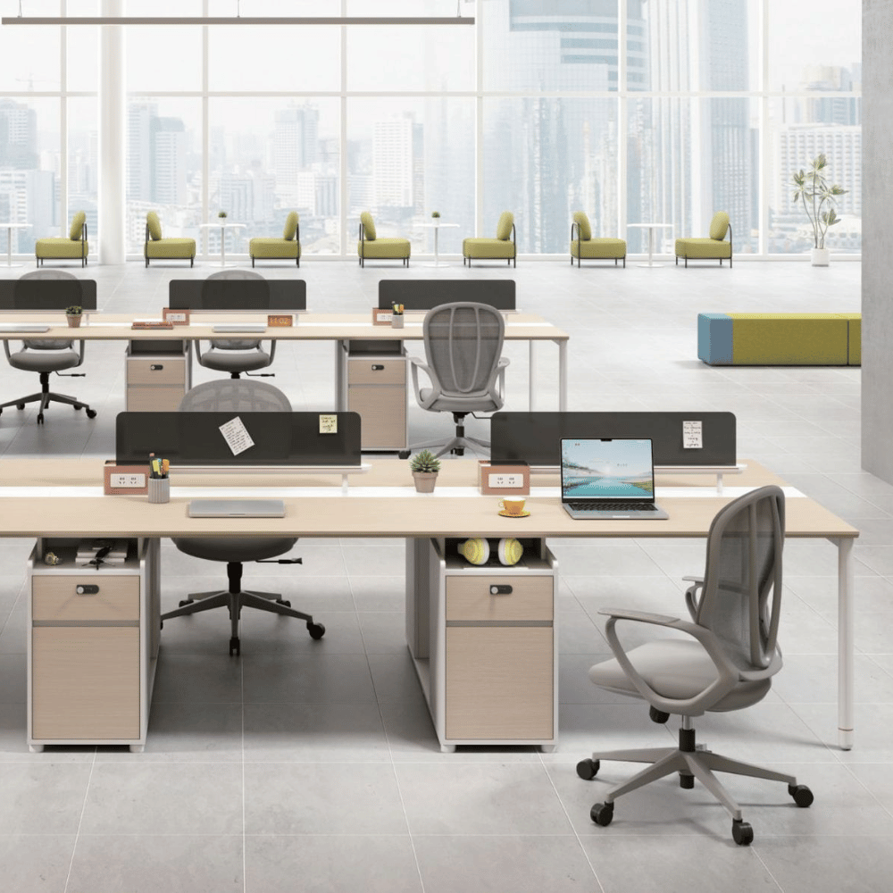 Pale-B Modern Office Workstation with Side Return Cabinet