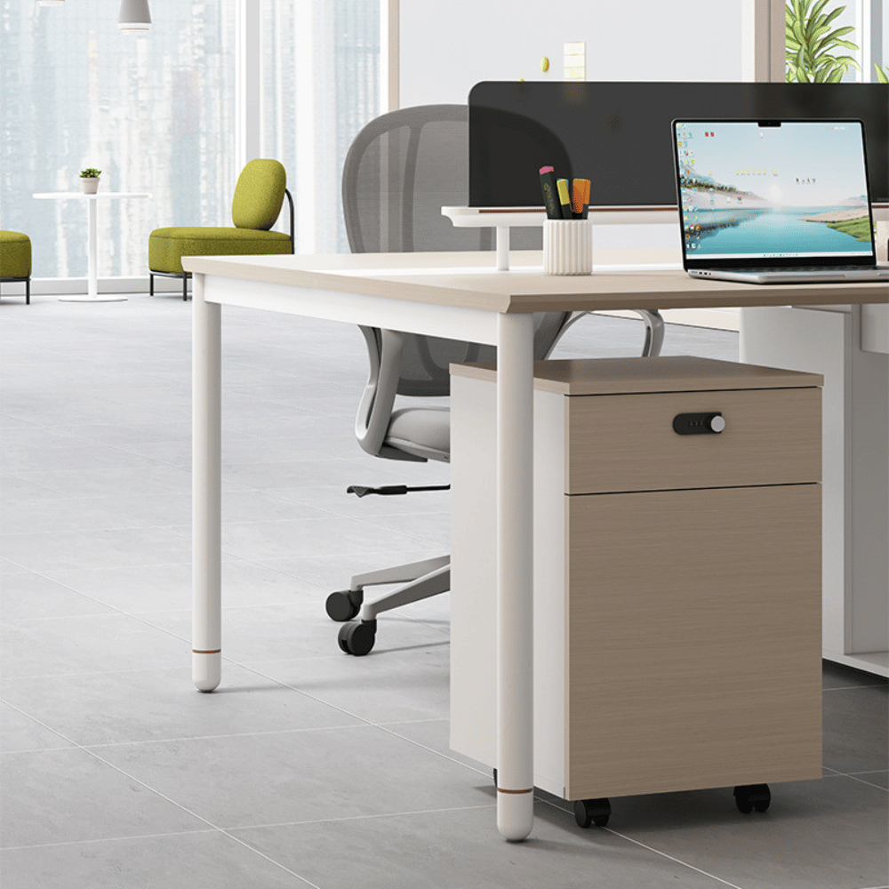 Pale-B Modern Office Workstation with Side Return Cabinet