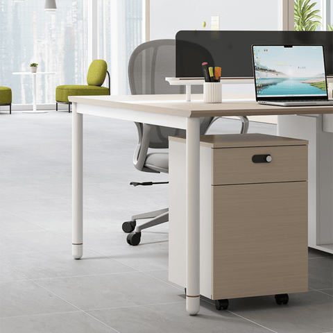 Pale-B Modern Office Workstation with Side Return Cabinet
