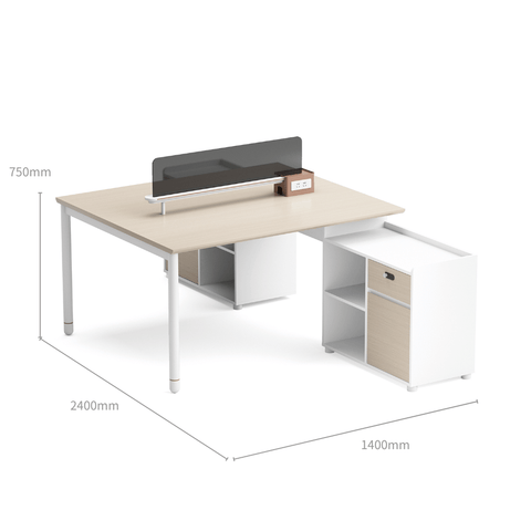 Pale-B Modern Office Workstation with Side Return Cabinet