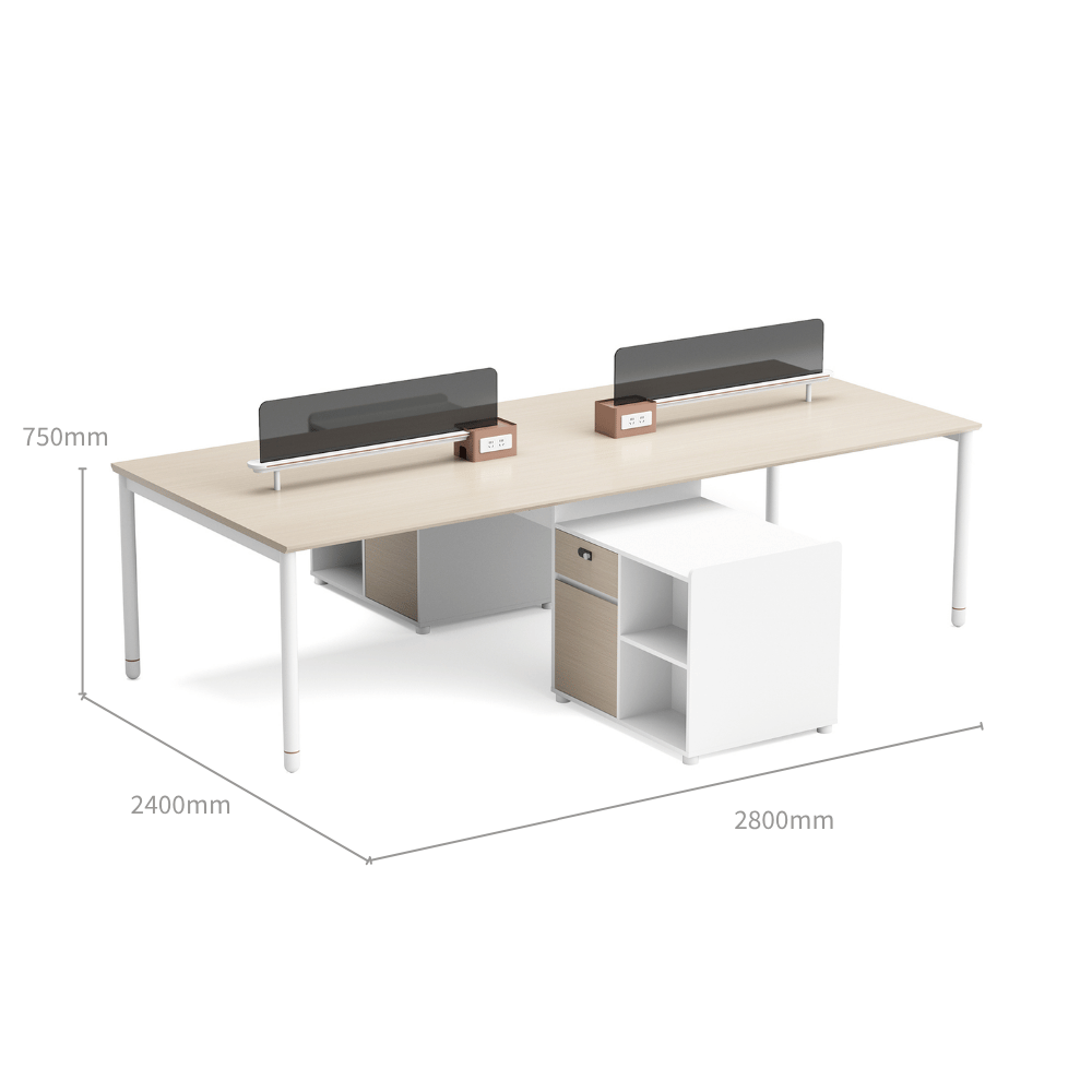 Pale-B Modern Office Workstation with Side Return Cabinet