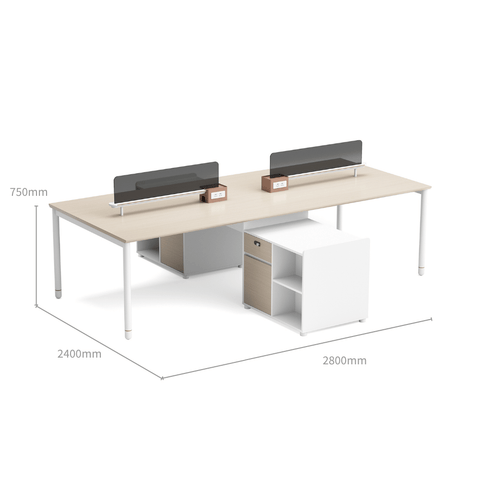 Pale-B Modern Office Workstation with Side Return Cabinet