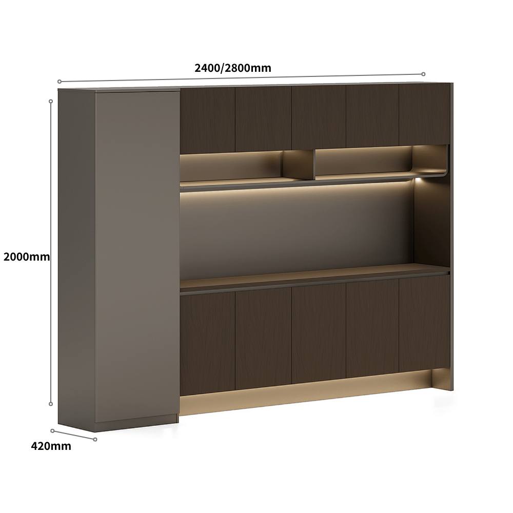 Pari-A Executive Office Walnut Wooden Filing Cabinet Bookcase
