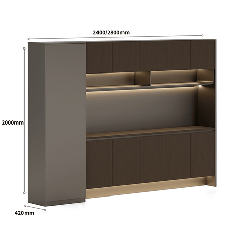 Pari-A Executive Office Walnut Wooden Filing Cabinet Bookcase