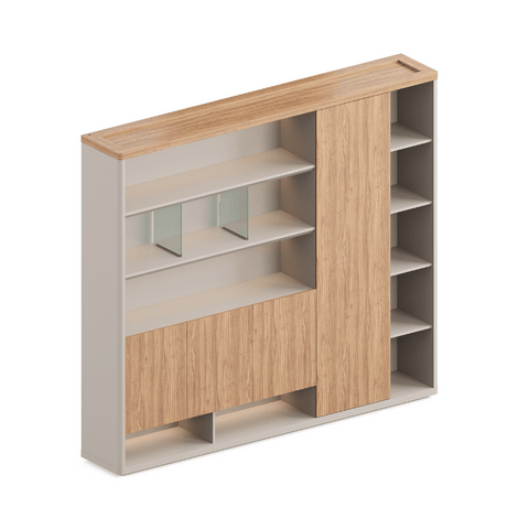 Pari-C Executive Office Walnut Wooden Filing Cabinet Bookcase