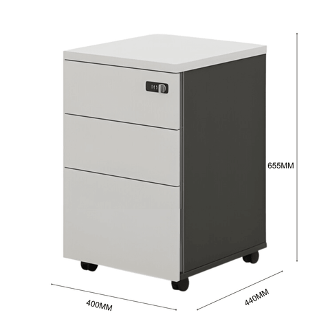 Pascal-B 3-Drawer Wooden Mobile Pedestal Cabinet with Combination Lock - Gavisco Office Furniture