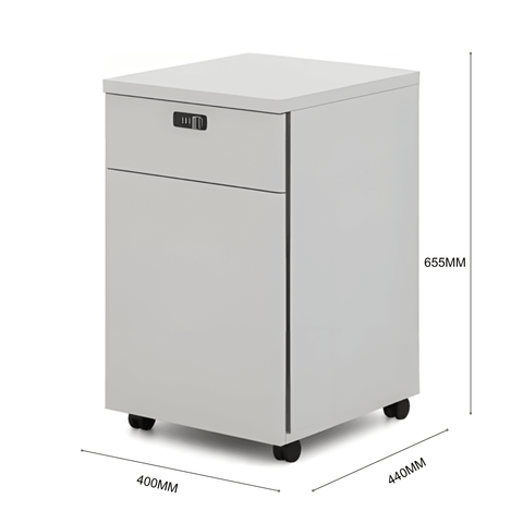 Pascal-A 2-Drawer Wooden Mobile Pedestal Cabinet with Combination Lock - Gavisco Office Furniture