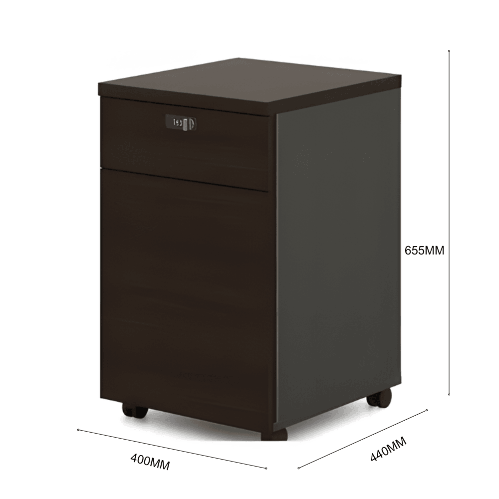 Pascal-A 2-Drawer Wooden Mobile Pedestal Cabinet with Combination Lock - Gavisco Office Furniture