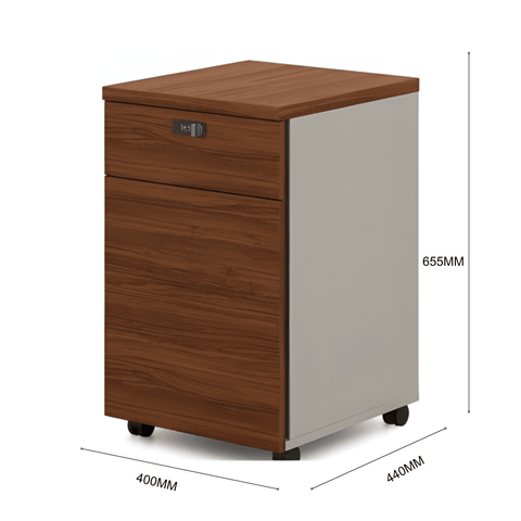 Pascal-A 2-Drawer Wooden Mobile Pedestal Cabinet with Combination Lock - Gavisco Office Furniture