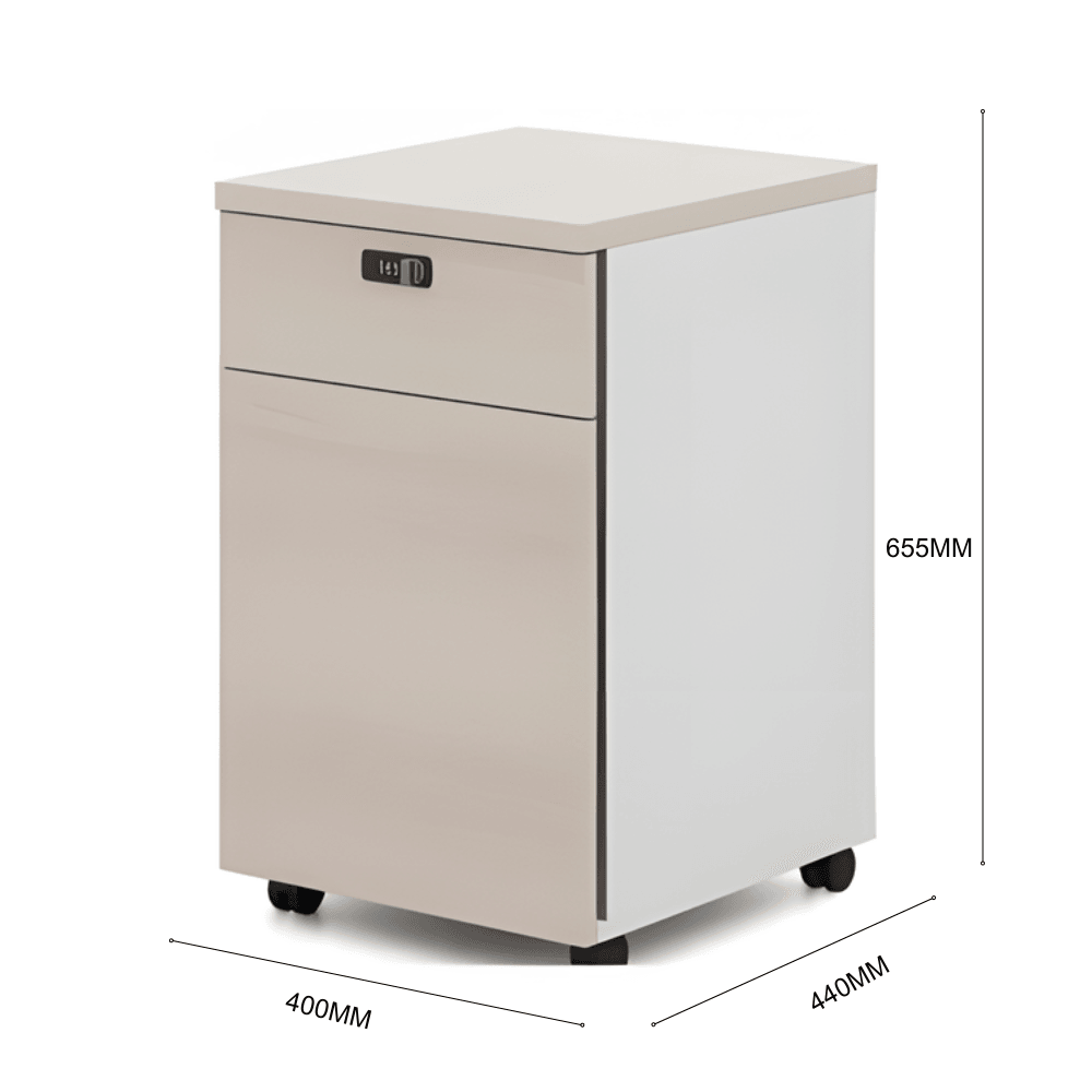 Pascal-A 2-Drawer Wooden Mobile Pedestal Cabinet with Combination Lock - Gavisco Office Furniture