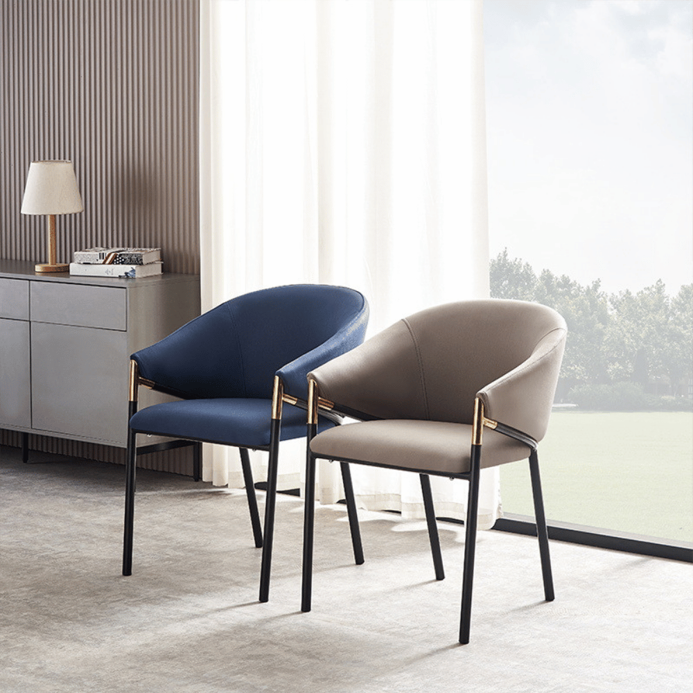 Peaks Modern Leather Upholstered Dining Room Armchair
