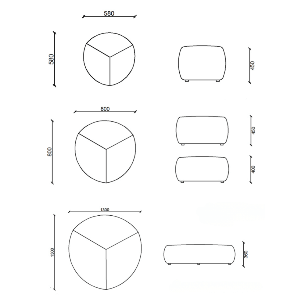 Pebble Modern Lounge Sofa Pouf Ottoman