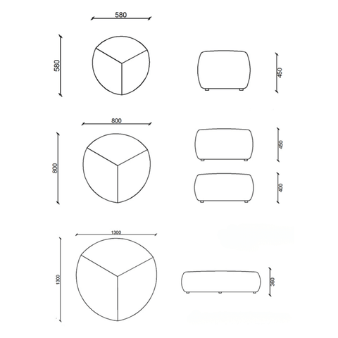 Pebble Modern Lounge Sofa Pouf Ottoman