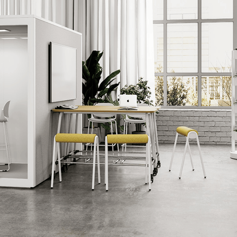 Perch Modern Fabric Office Stackable Leaning High Stool