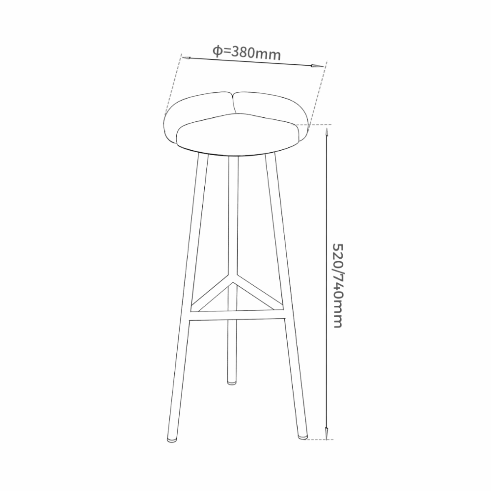 Petal Fabric High Barstool Chair
