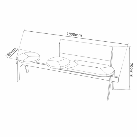 Petal Three Seater Lounge Sofa Bench