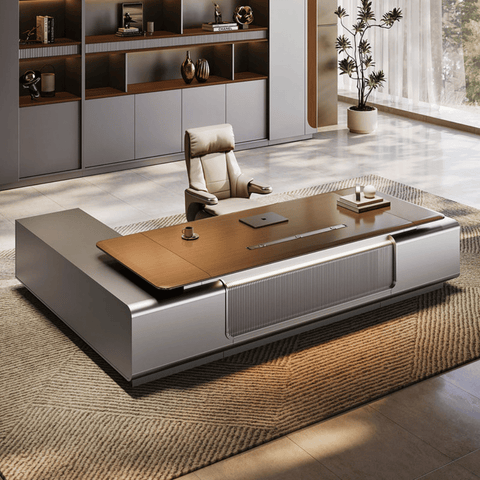 Phantom-A Grand Luxury Executive Desk with Side Return Cabinet