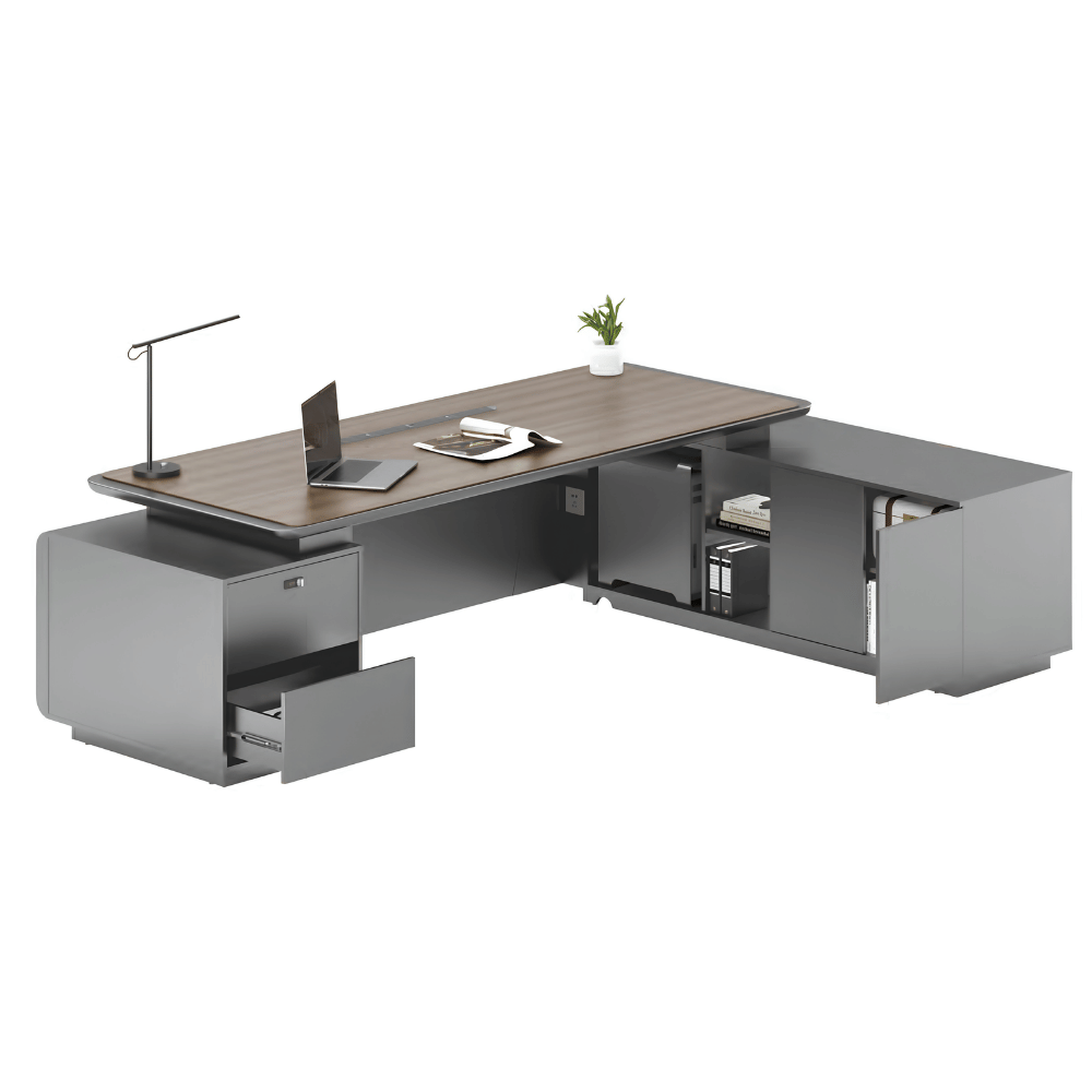Pinnacle-B Modern Luxury CEO Office Advance Executive Desk with Side Return Cabinet