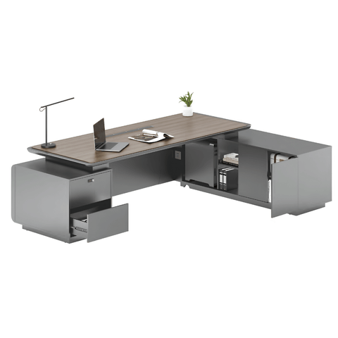 Pinnacle-B Modern Luxury CEO Office Advance Executive Desk with Side Return Cabinet