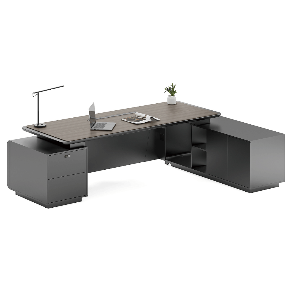 Pinnacle-B Modern Luxury CEO Office Advance Executive Desk with Side Return Cabinet