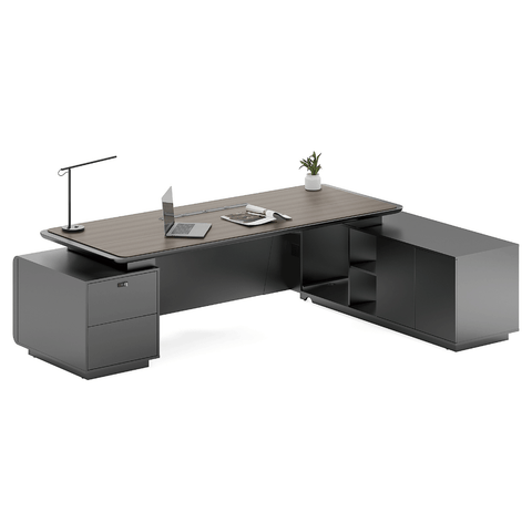 Pinnacle-B Modern Luxury CEO Office Advance Executive Desk with Side Return Cabinet