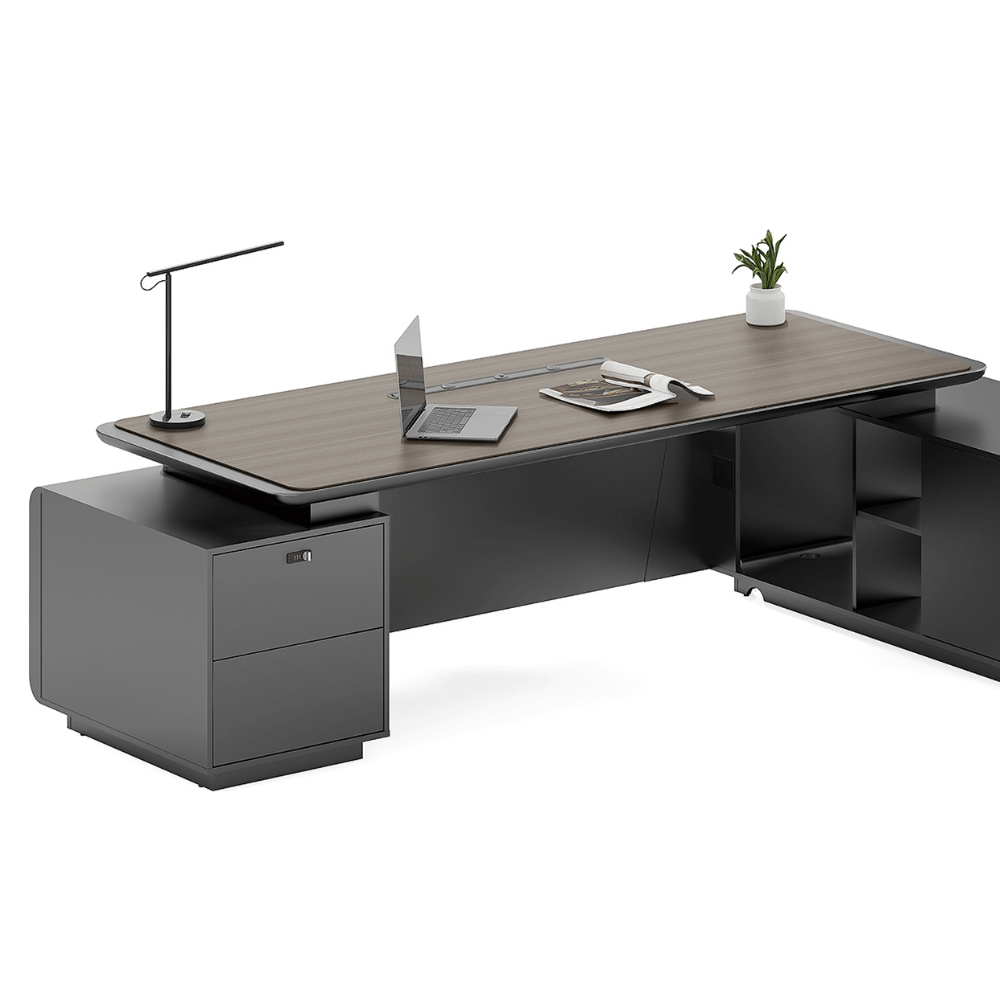Pinnacle-B Modern Luxury CEO Office Advance Executive Desk with Side Return Cabinet