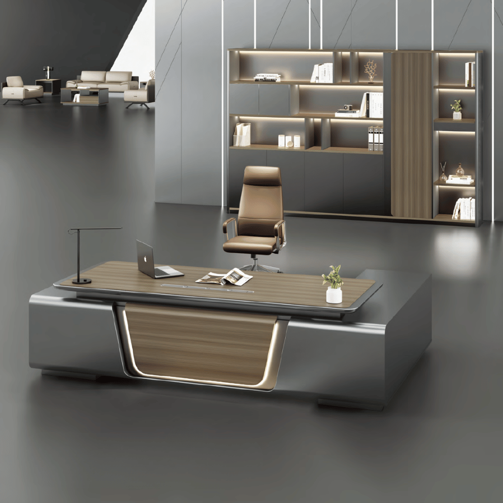 Pinnacle-B Modern Luxury CEO Office Advance Executive Desk with Side Return Cabinet