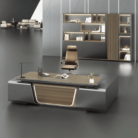 Pinnacle-B Modern Luxury CEO Office Advance Executive Desk with Side Return Cabinet