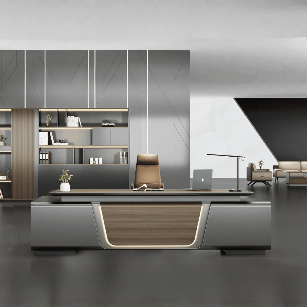 Pinnacle-B Modern Luxury CEO Office Advance Executive Desk with Side Return Cabinet