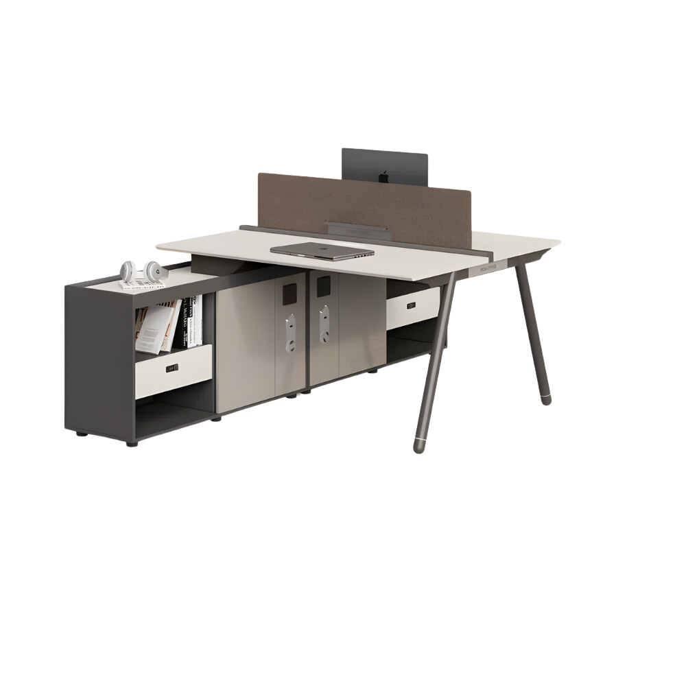 Pioneer-C Office Desk Workbench with Extra Long Side Table Storage Cabinet - Gavisco Premium Office Furniture