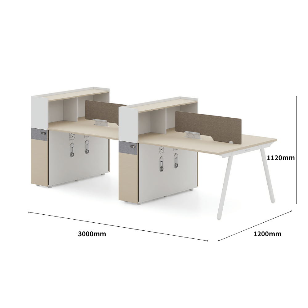 Pioneer2-D Metal Frame Office Desk Workstation with Tall Partition Cabinet