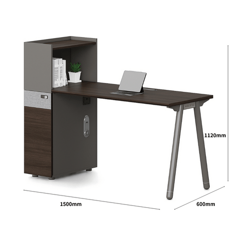Pioneer2-D Metal Frame Office Desk Workstation with Tall Partition Cabinet