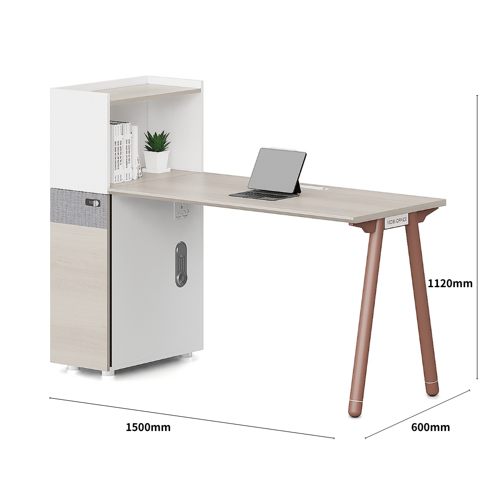 Pioneer2-D Metal Frame Office Desk Workstation with Tall Partition Cabinet