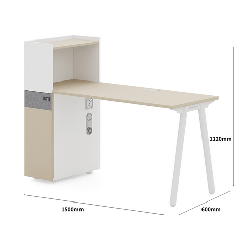 Pioneer2-D Metal Frame Office Desk Workstation with Tall Partition Cabinet