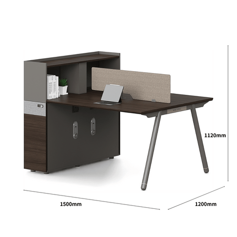 Pioneer2-D Metal Frame Office Desk Workstation with Tall Partition Cabinet