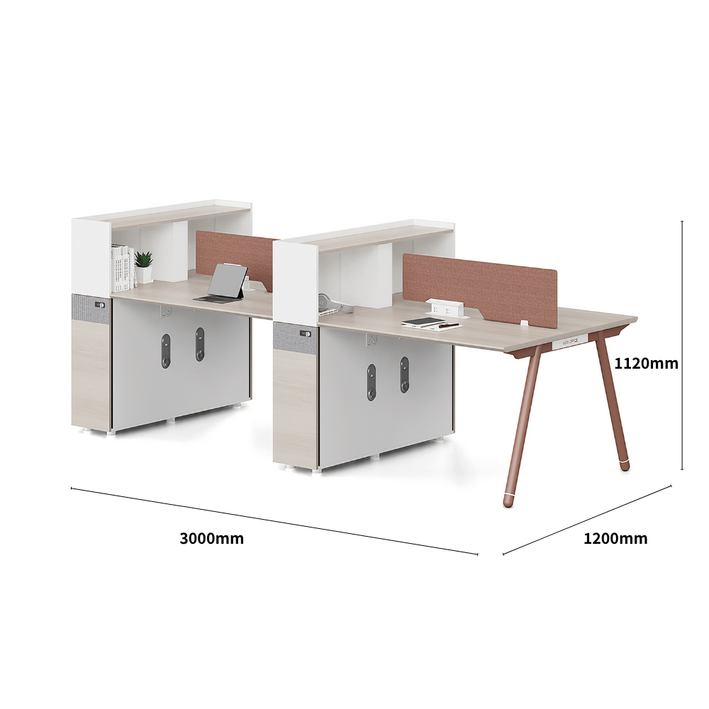 Pioneer2-D Metal Frame Office Desk Workstation with Tall Partition Cabinet