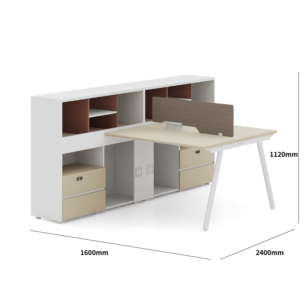 Pioneer2-E Metal Frame Office Desk Workstation with Side Return Partition Cabinet