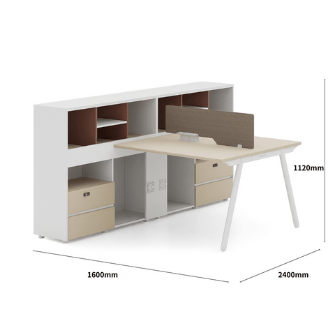 Pioneer2-E Metal Frame Office Desk Workstation with Side Return Partition Cabinet