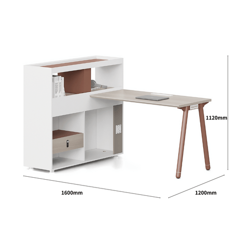 Pioneer2-E Metal Frame Office Desk Workstation with Side Return Partition Cabinet