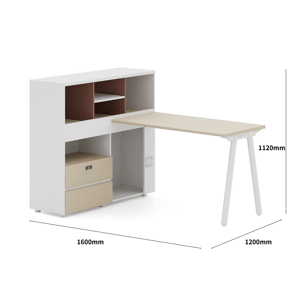 Pioneer2-E Metal Frame Office Desk Workstation with Side Return Partition Cabinet