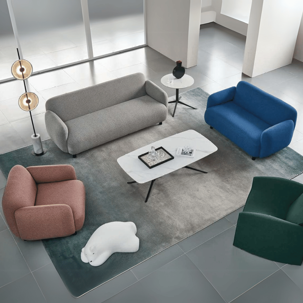 Piple Three Seater Modern Fabric Puffy Lounge Sofa