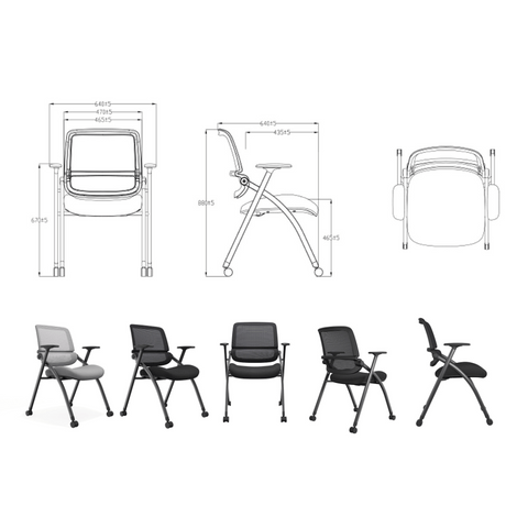 Power-A Double Back Stackable Training Chair with Wheels and Armrest