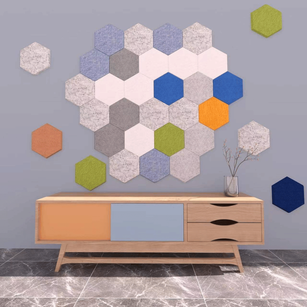 PP03 Hexagon Decorative PET Polyester Acoustic Wall Panel